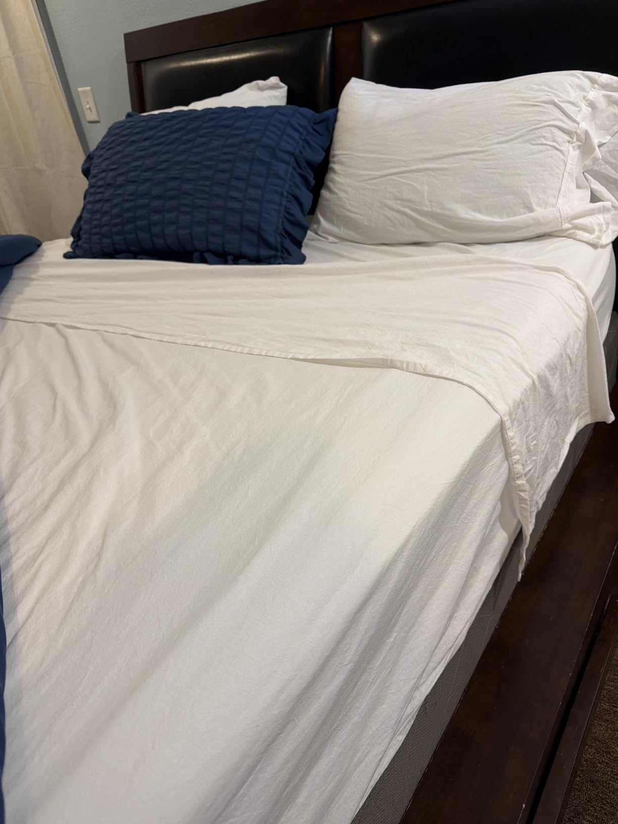 LANE LINEN Queen Sheets 100% Organic Cotton 4pc Percale Cooling - White customer photo 1