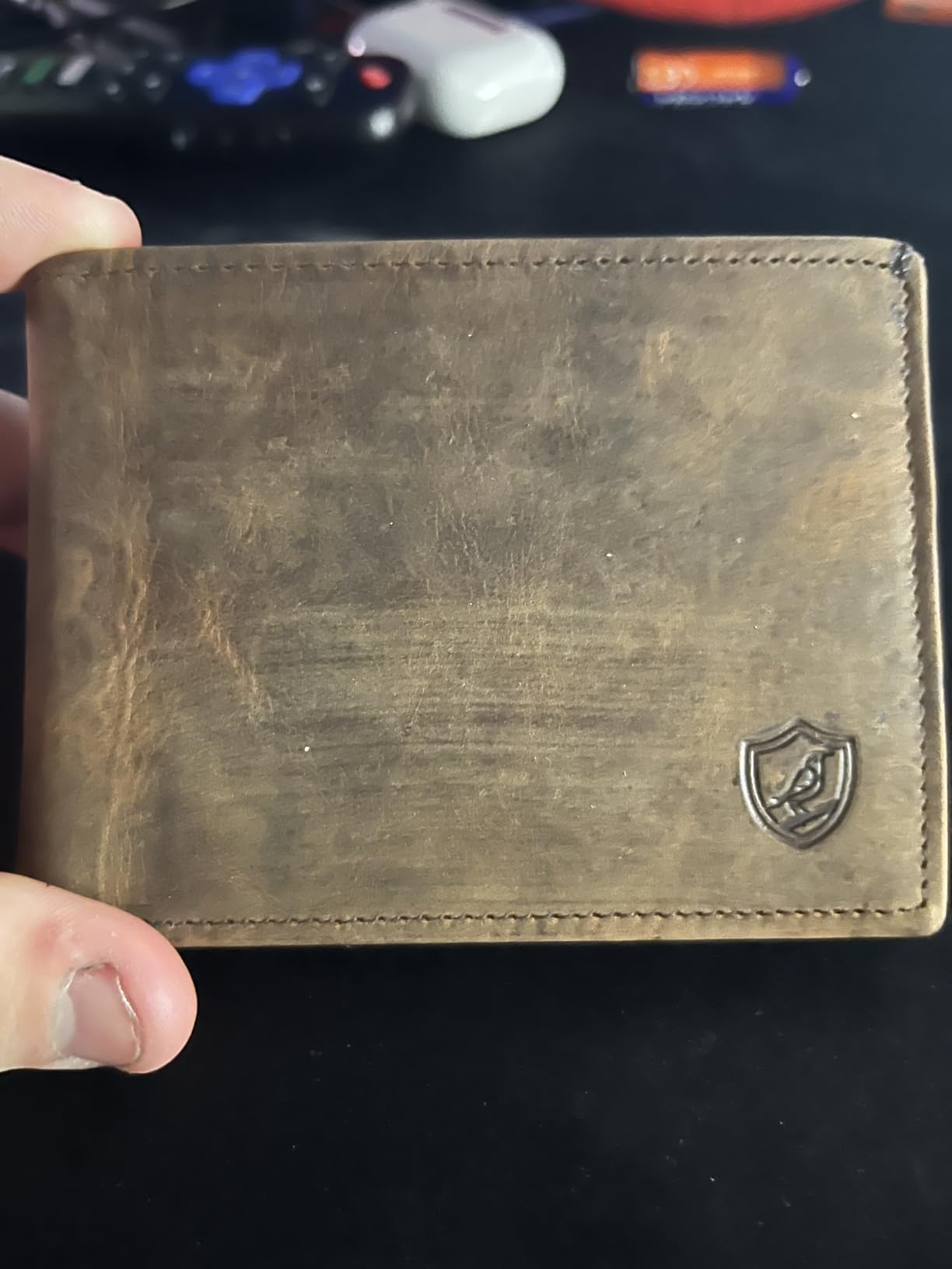 Wallet for Men Slim RFID Blocking Leather Bifold Minimalist 2 ID Windows Gift Box Carteras Para Hombres (CRAZY HORSE, COGNAC) customer photo 2