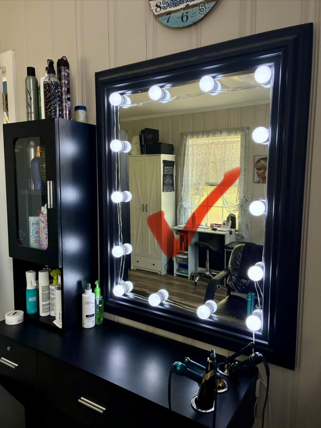 Pretmess LED Vanity Lights for Mirror, Hollywood Style, 14 Dimmable Bulbs | 5 Adjustable Brightness & 3 Color Changing Modes, Wire Length Adjustable & Effortless Setup, USB Cable Design customer photo 1