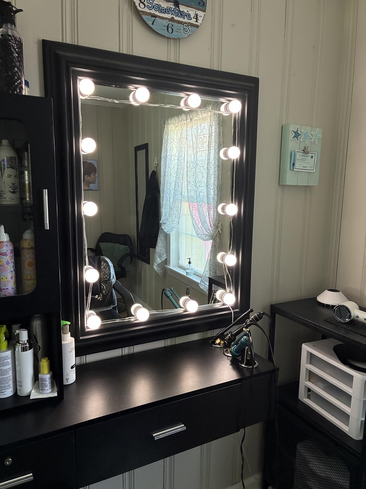 Pretmess LED Vanity Lights for Mirror, Hollywood Style, 14 Dimmable Bulbs | 5 Adjustable Brightness & 3 Color Changing Modes, Wire Length Adjustable & Effortless Setup, USB Cable Design customer photo 2