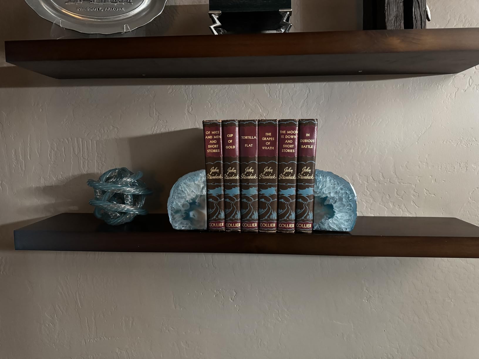 Agate Geode Bookends Heavy Duty Teal Crystal Stone Book Holders Decorative customer photo 1