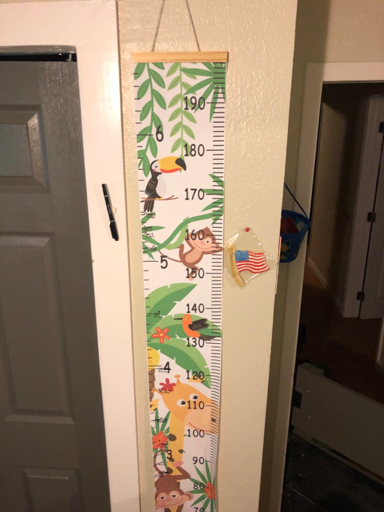 Growth Chart for Kids,Child Height Chart Ruler for Wall,Wood Frame Fabric Canvas Height Measurement Ruler for Kids Nursery Room,Removable Wall Decor 79