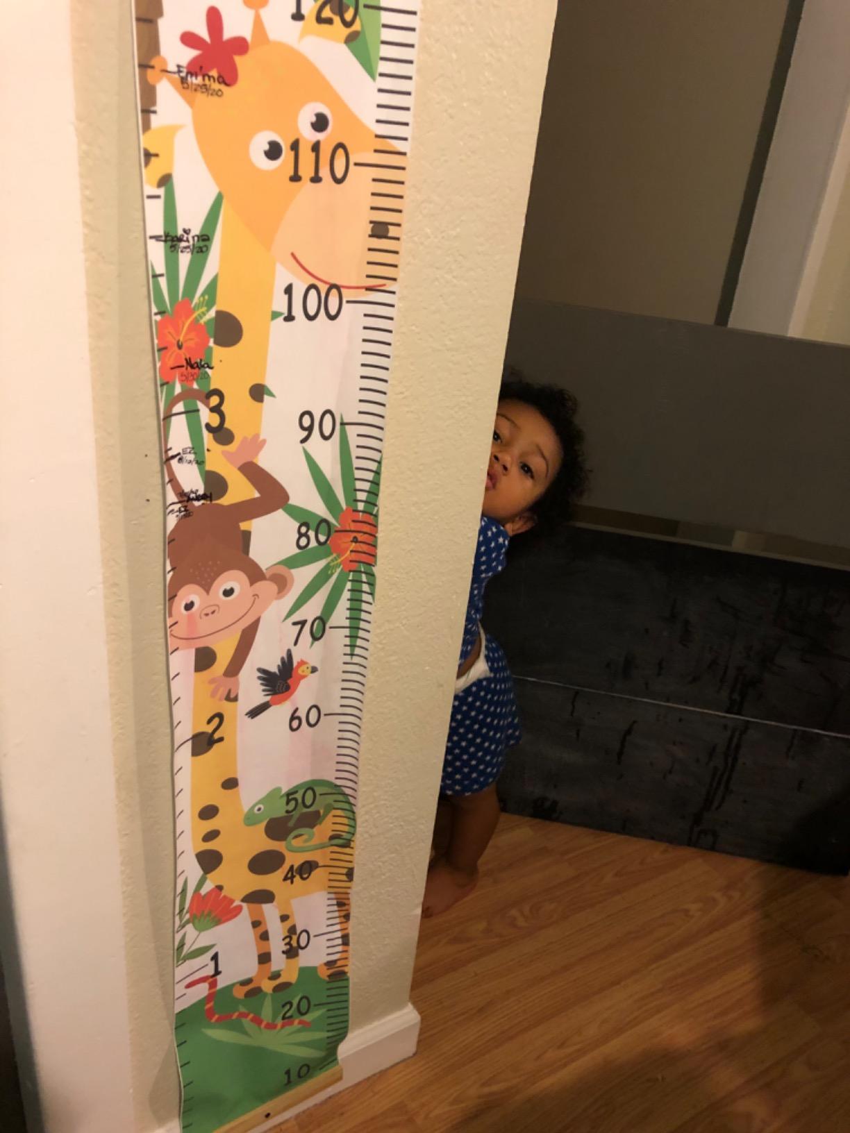 Growth Chart for Kids,Child Height Chart Ruler for Wall,Wood Frame Fabric Canvas Height Measurement Ruler for Kids Nursery Room,Removable Wall Decor 79
