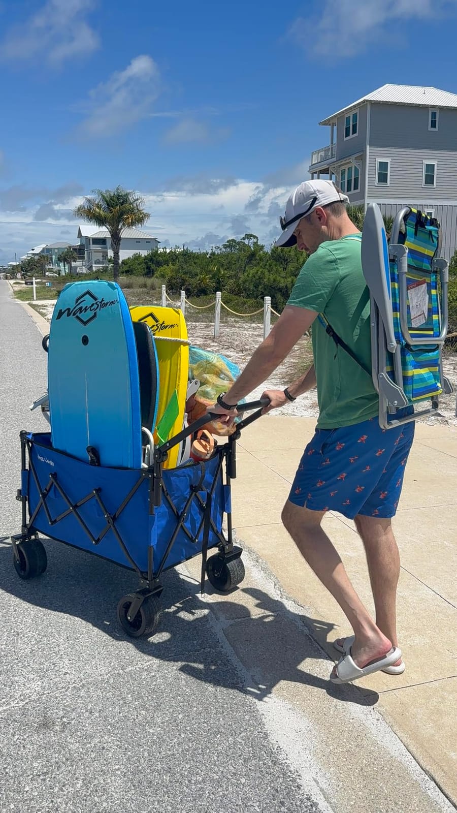 BEAU JARDIN Folding Push & Pull Beach Wagon 500 lbs Collapsible Foldable Wagons with Push Handle All Terrain Wheels Grocery Utility Camping Skiing Ice Fishing Sports Garden Wagon Cart Blue customer photo 2