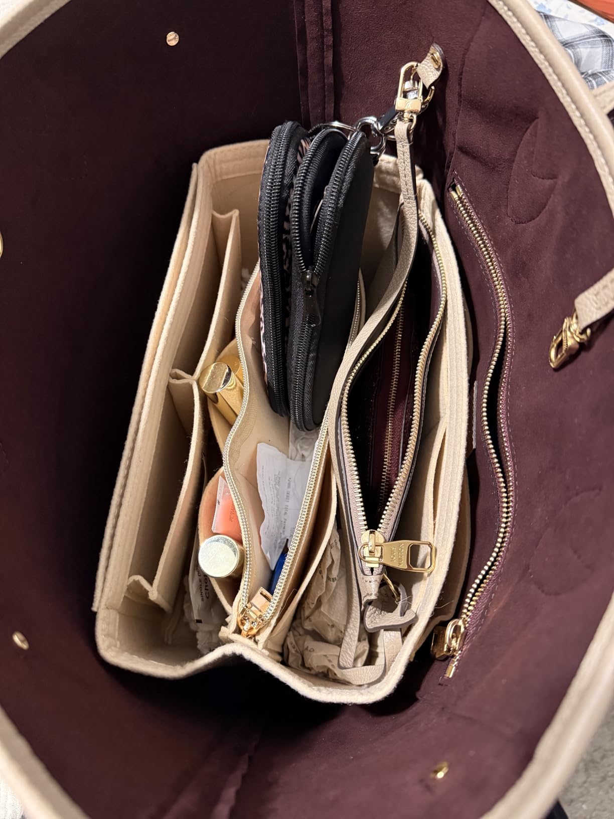 OMYSTYLE Purse Organizer Insert, Felt Tote Bag Organizer Insert with 5 Sizes, Handbag Dividers for Inside Purse, Compatible with Longchamp, Neverful, Speedy and More customer photo 1