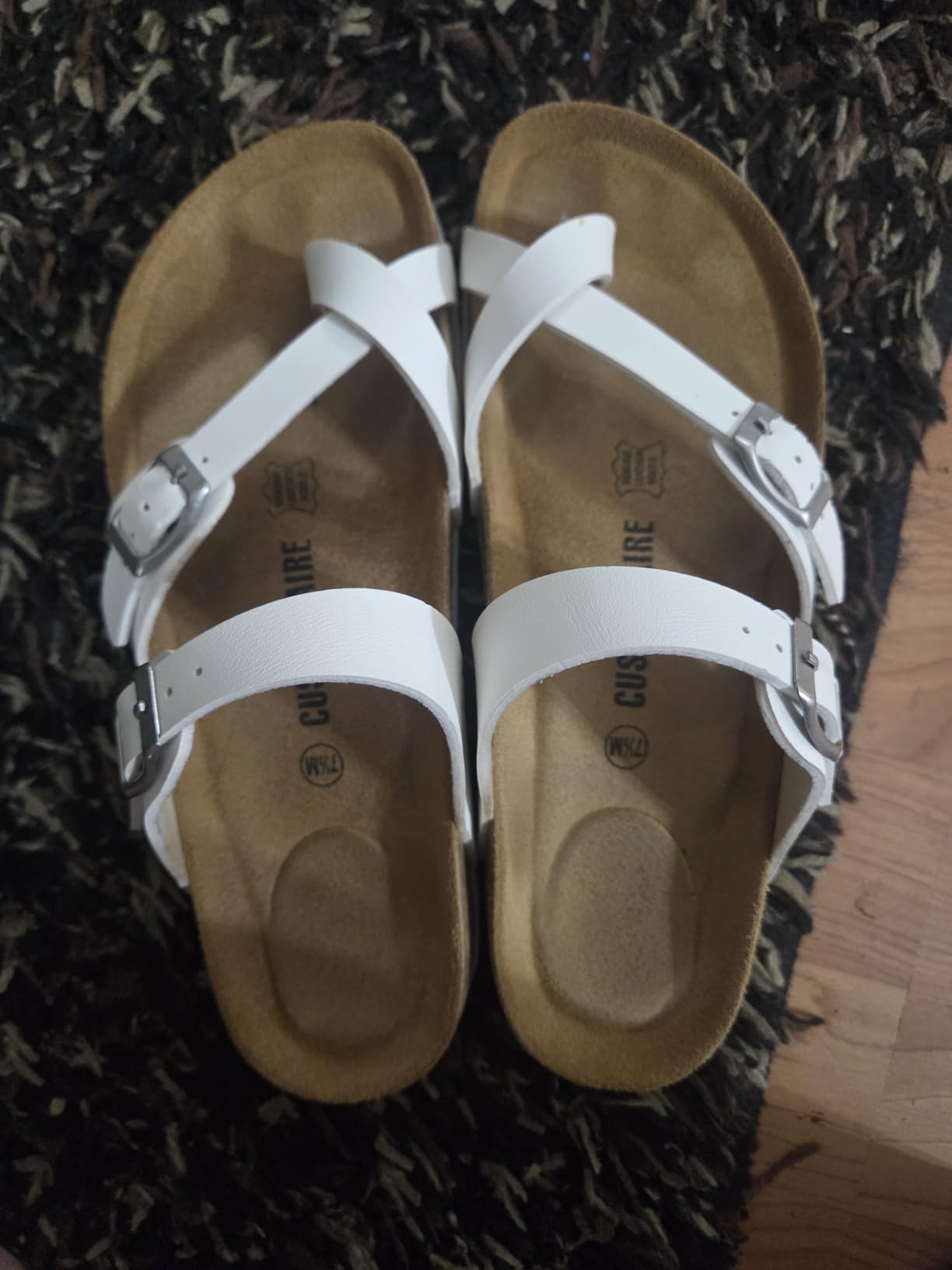CUSHIONAIRE Luna Sandals for Women, Cork Footbed Womens Sandals for Summer Comfort with Adjustable Straps, Wide Width Available customer photo 2