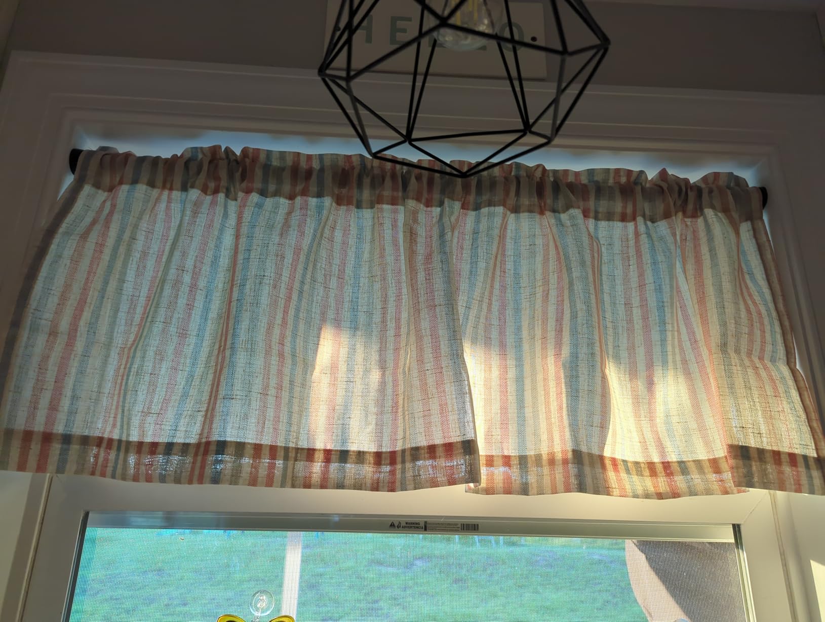 jinchan Linen Boxter Stripe Valances for Window 16 inch,Sage Green,1 Panel customer photo 1