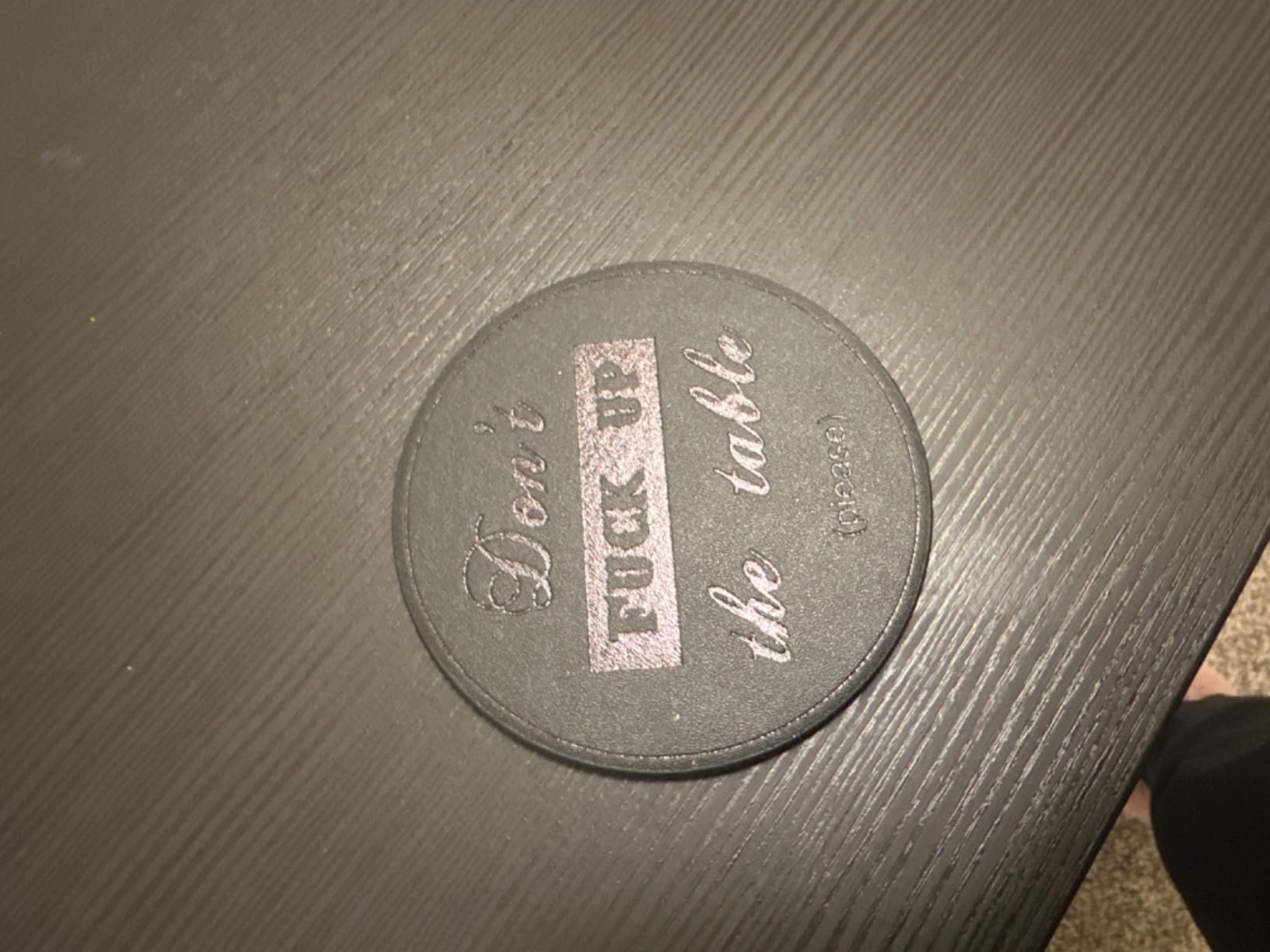 Funny Coasters, Thipoten 6 Pcs Leather Coasters with Holder, Perfect Housewarming Hostess Gifts, Protect Furniture from Water Marks Scratch and Damage(6Pcs, Black) customer photo 1