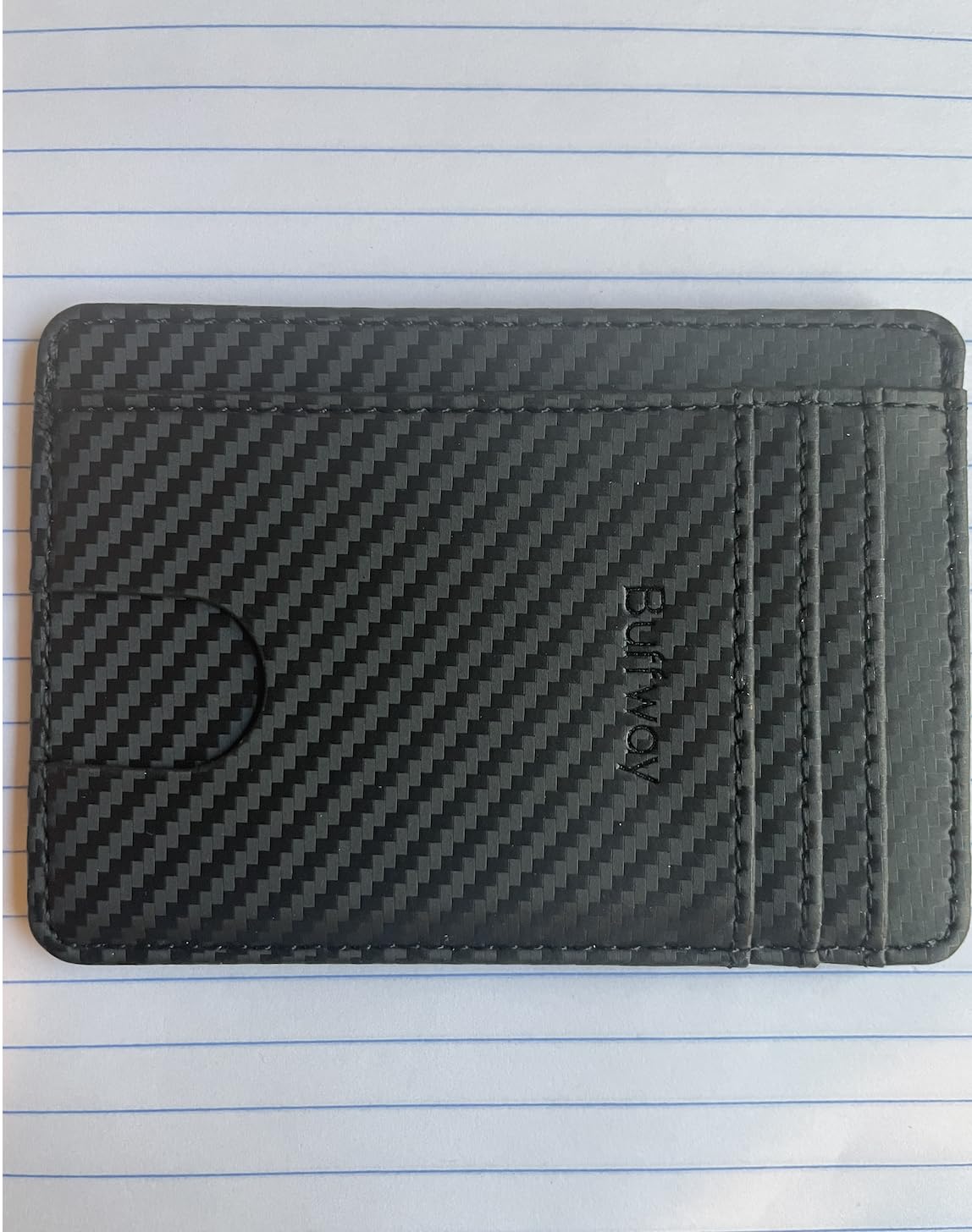 Buffway Slim Minimalist Front Pocket RFID Blocking Leather Wallets for Men and Women - Carbon Fiber Black customer photo 2