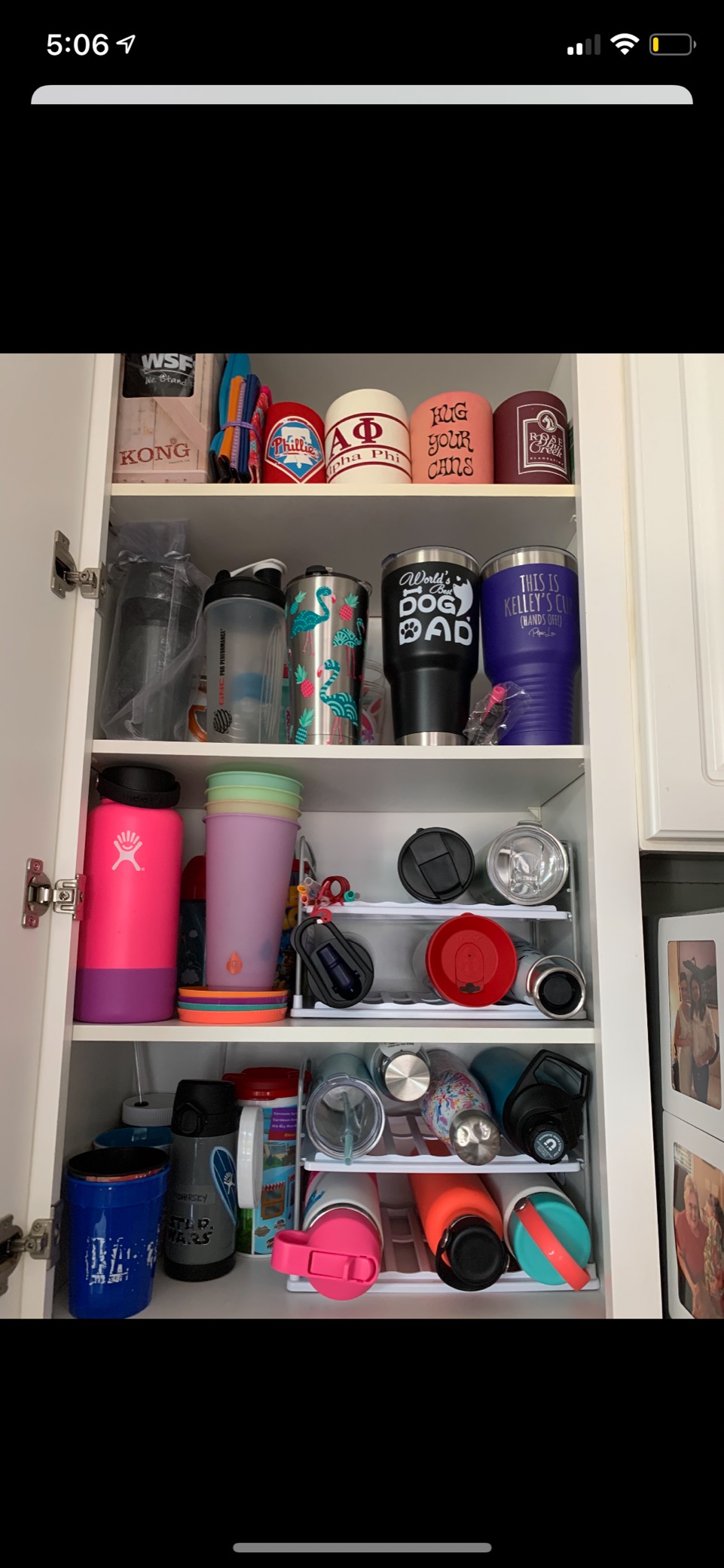 YouCopia UpSpace Water Bottle and Travel Mug Cabinet Organizer, Adjustable Storage Rack for Kitchen Organization, 2 Shelf Classic Edition customer photo 1