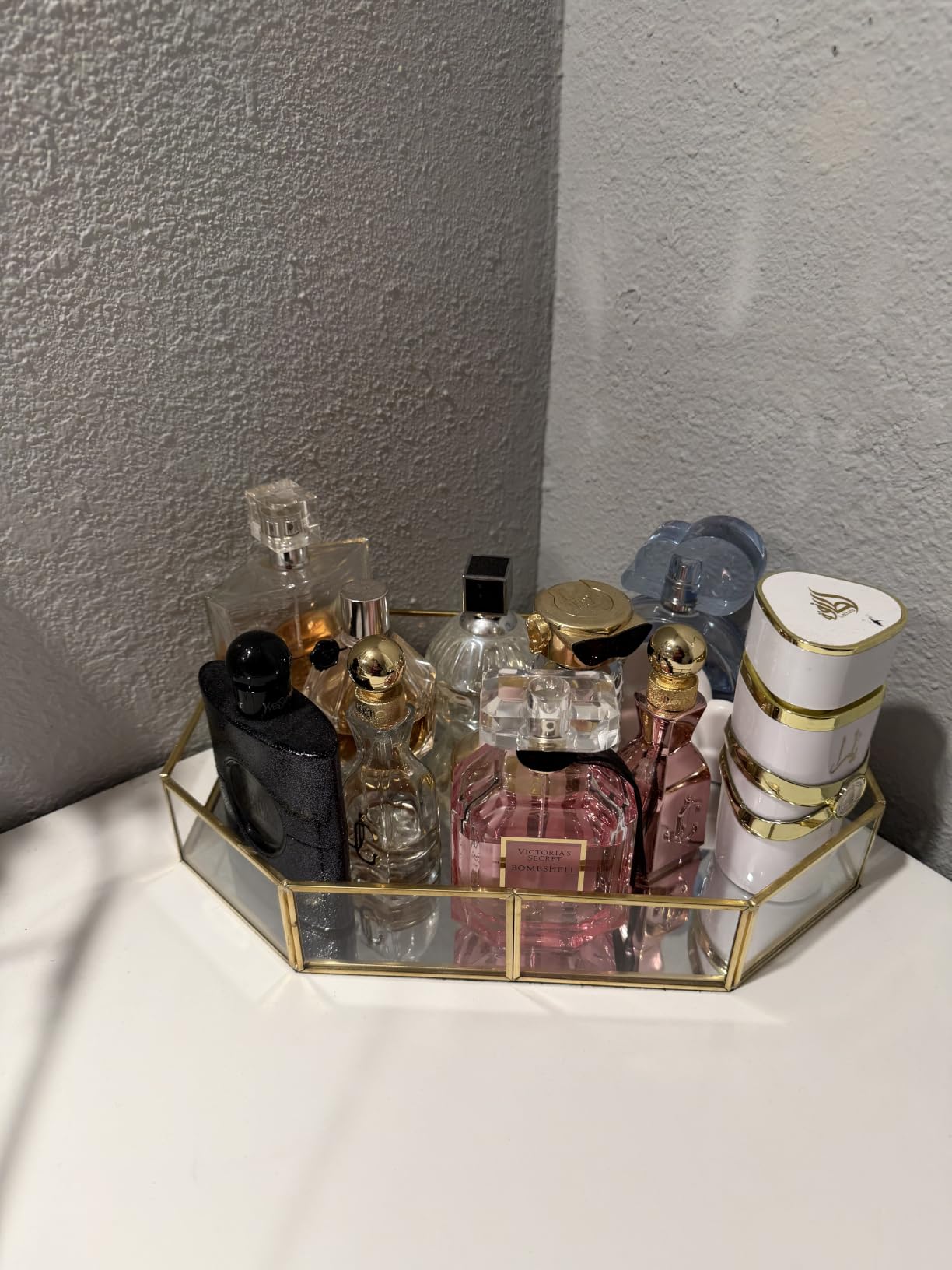 Hipiwe Mirror Glass Vanity Tray - Gold Ornate Makeup Organizer Perfume Tray customer photo 2