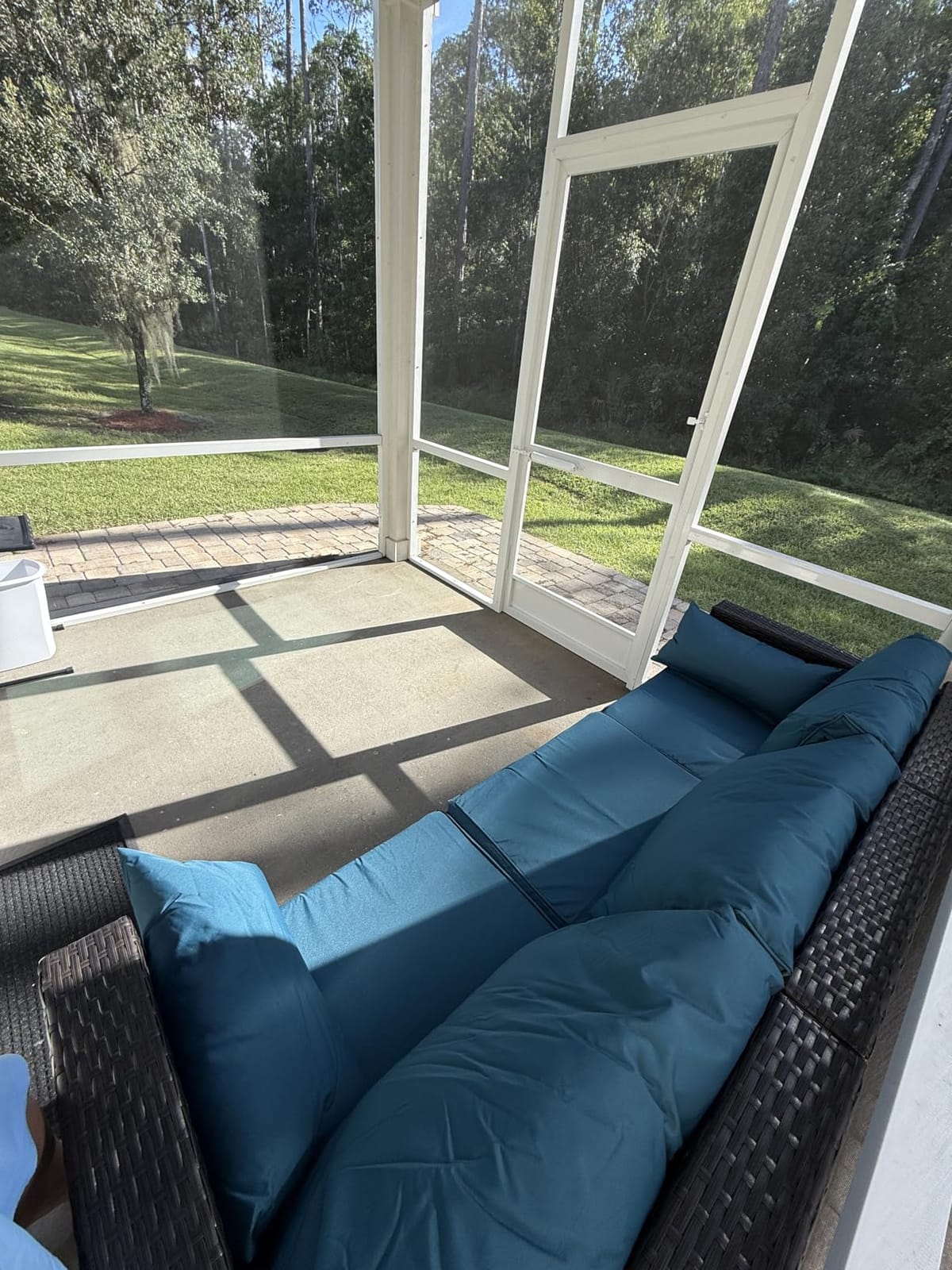 WAROOM Patio Couch PE Rattan 3-Seat Outdoor Sofa Brown Wicker Furniture Set Deep Seating with Anti-Slip Beige Cushion customer photo 2