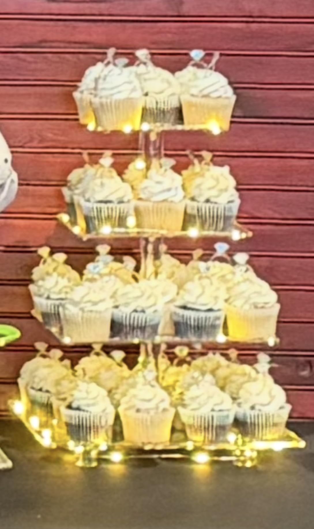 YestBuy 4 Tier Cupcake Stand with Blue Lights, Cupcake Tower Stand 50 Cupcakes customer photo 1