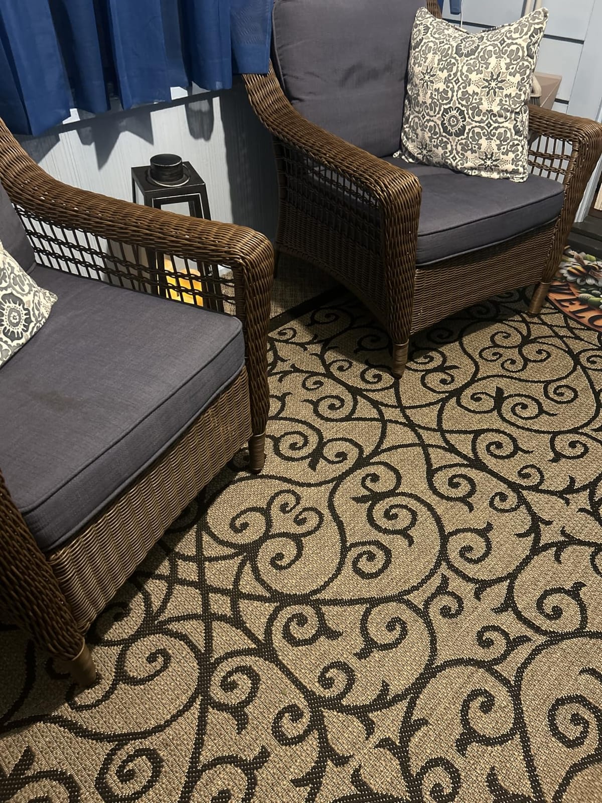 JONATHAN Y Vintage Filigree Indoor Outdoor Area Rug 8X10 Black/Khaki, Madrid Textured Weave for Backyard, Patio, Porch, Easy-Cleaning, High Traffic, Pet-Friendly, Non-Shedding customer photo 1