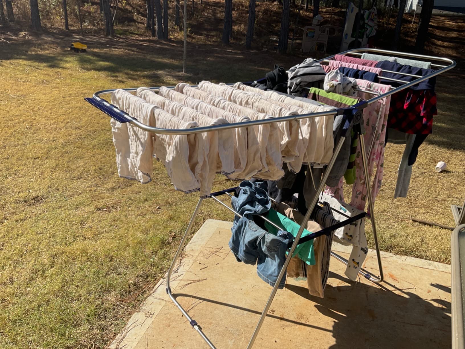 SONGMICS Clothes Drying Rack, Foldable 2-Level Stee Laundry Drying Rack customer photo 1