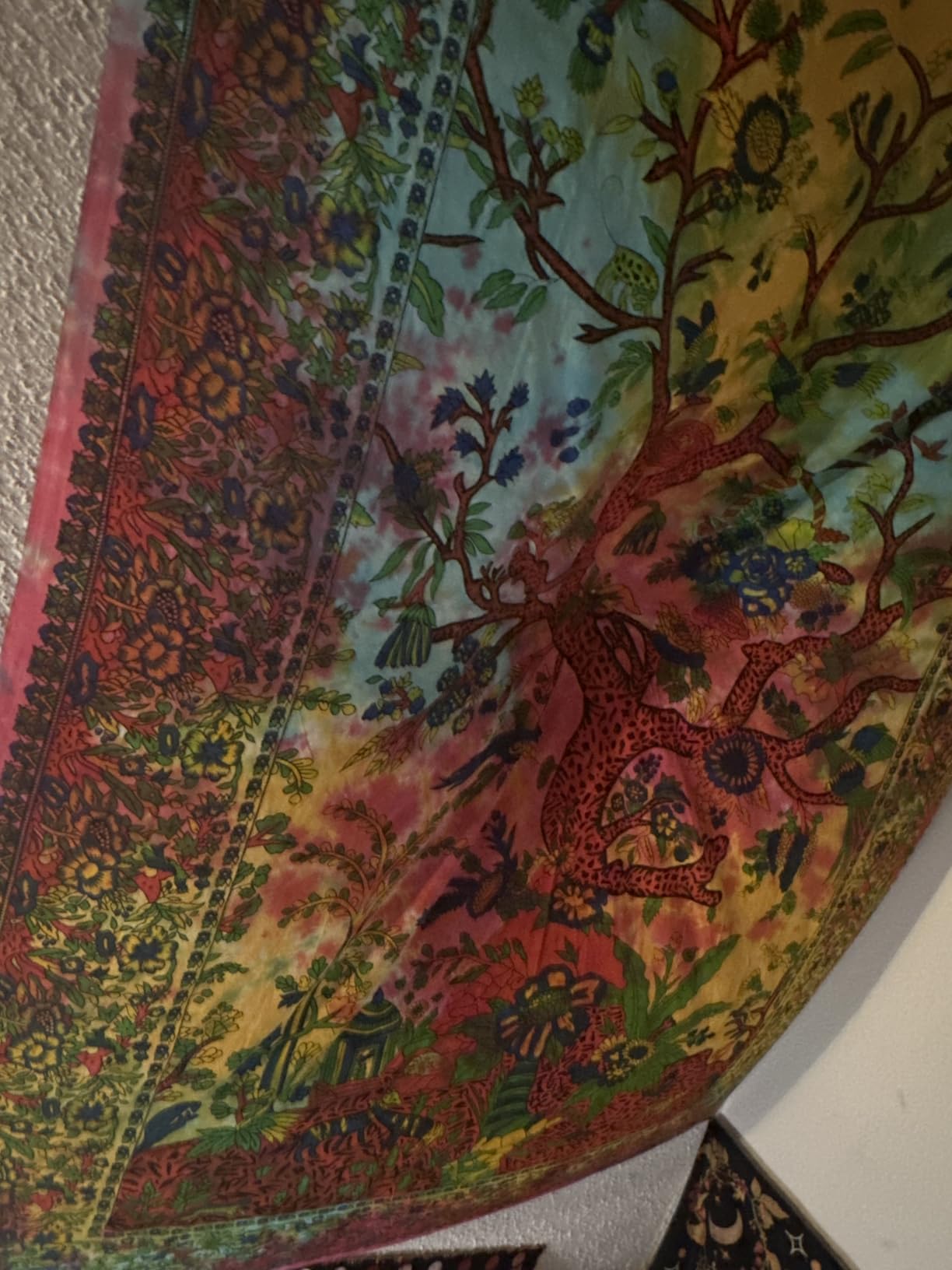 THE ART BOX STORE Yellow Orange Tree of Life Wall Hanging Tapestry for Bedroom (Full, 85x90 Inch) – Indian Cotton Bedspread, Picnic Sheet, Nature-Inspired Wall Decor customer photo 1