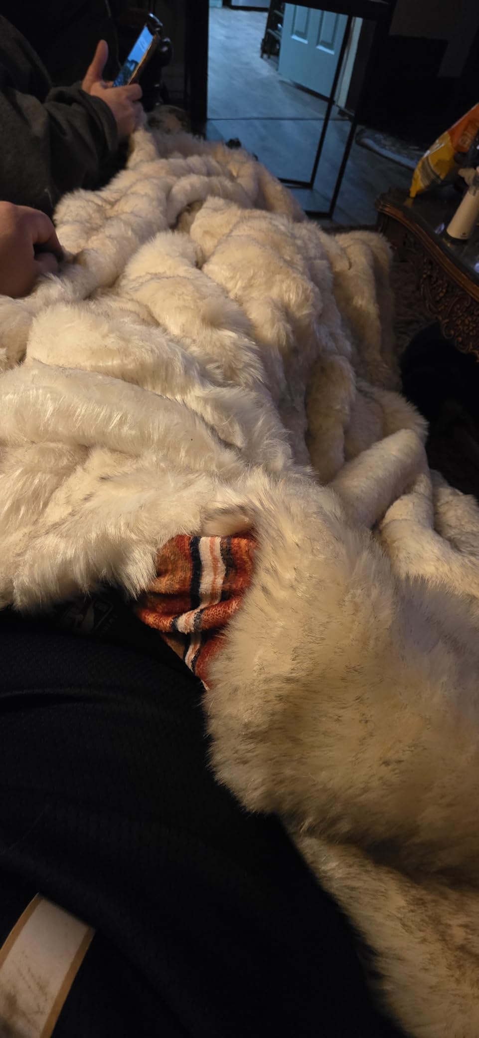 Luxury Plush Faux Fur Throw Blanket, Long Pile Brown with Black Tipped Blanket, Super Warm, Fuzzy, Elegant, Fluffy Decoration Blanket Scarf for Sofa, Armchair, Couch and Bed, 50''x 60'' customer photo 1