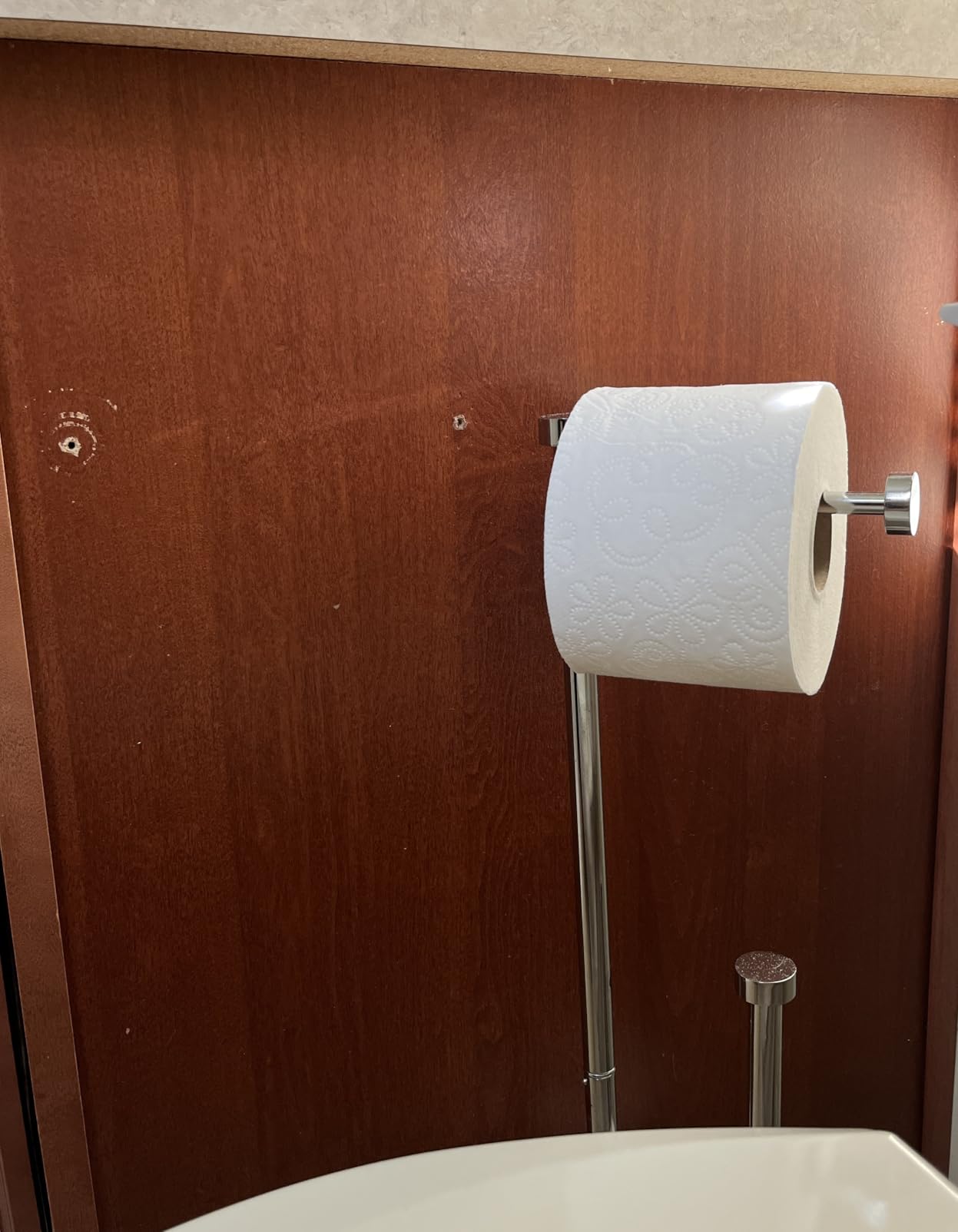 SunnyPoint Free Standing Bathroom Toilet Paper Holder Stand with Reserve, Reserve Area has Enough Space for Jumbo Roll customer photo 1