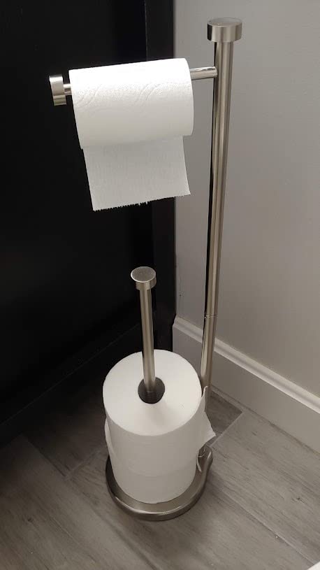 SunnyPoint Free Standing Bathroom Toilet Paper Holder Stand with Reserve, Reserve Area has Enough Space for Jumbo Roll customer photo 2