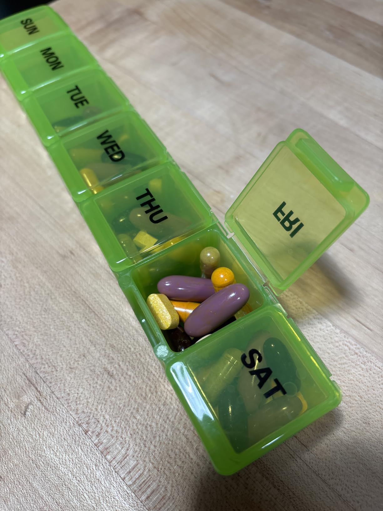 Sukuos Extra Large Weekly Pill Organizer, 7 Day Daily Pill Box Case Easy to Open, Silkscreen Printed Medicine Container with Clear Lid for Vitamins, Fish Oils or Supplements customer photo 2