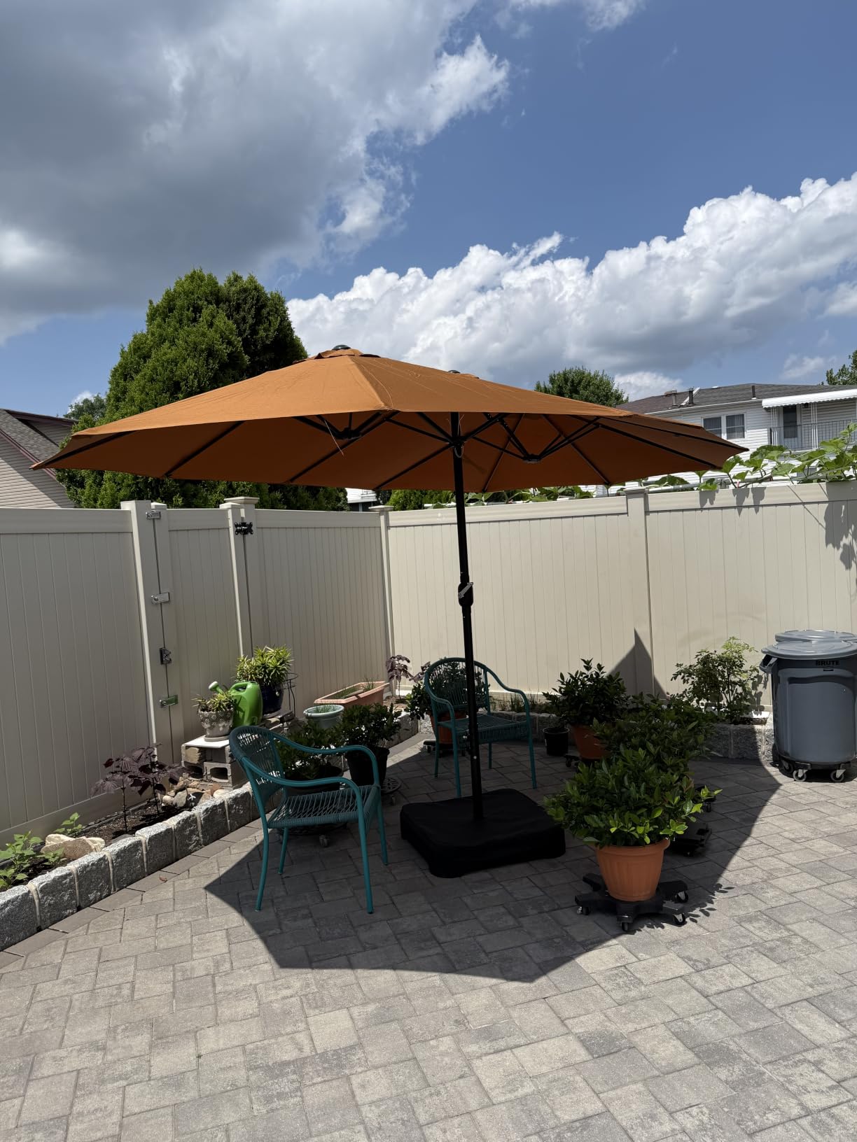 PHI VILLA 15ft Large Outdoor Patio Umbrella with Base Included, Beige customer photo 1
