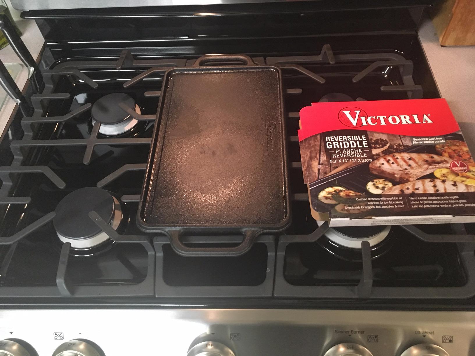 Victoria 20-by-14-Inch Rectangular Cast Iron Griddle, Preseasoned Reversible Griddle customer photo 1