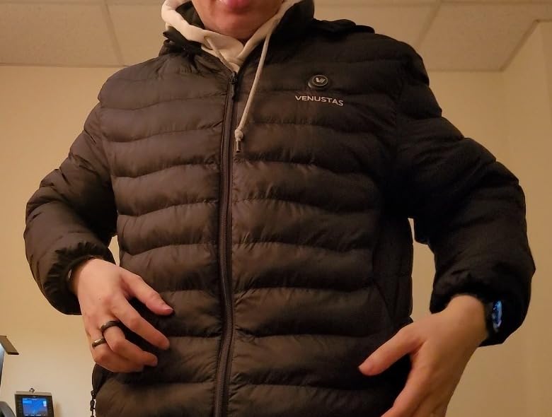 Venustas Unisex Heated Jacket with Battery Pack, Lightweight Water-Resistant Heated Coat for Women & Men with Detachable Hood customer photo 1