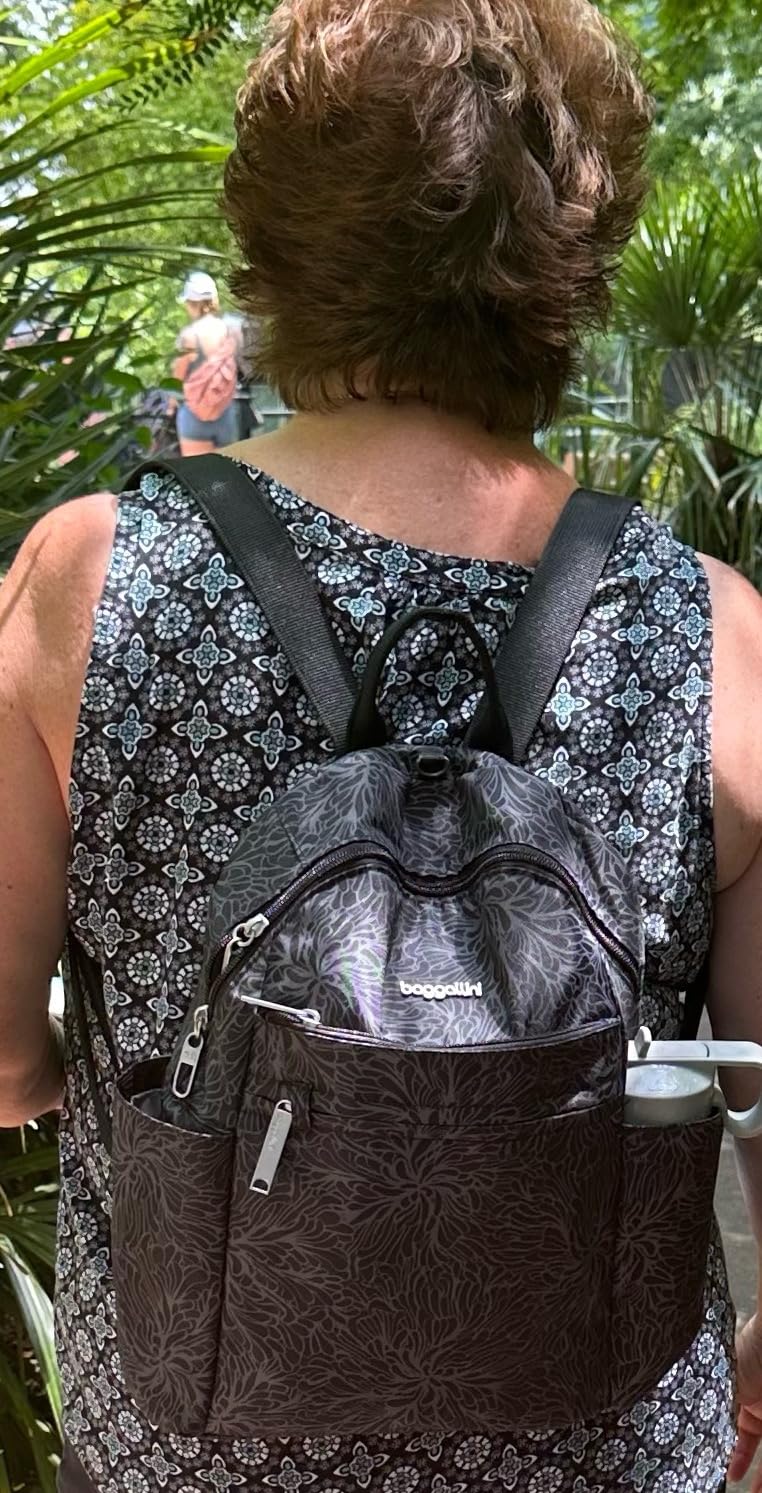 Baggallini Securtex® Anti-theft Vacation Travel Backpack 10x13 Slash-Resistant Nylon Daypack w/RFID, Charcoal customer photo 1