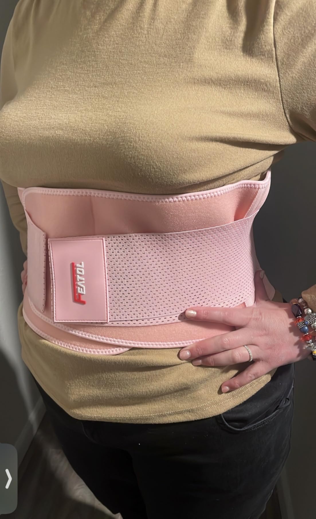 FEATOL Back Brace for Women & Men, Lower Back, Sciatica Pain Relief | Black-L/XL, Adjustable Back Support for Sciatica, Herniated Disc & Scoliosis; Lifting, Work, Sitting; 4 Stays+ Removable Pad customer photo 2