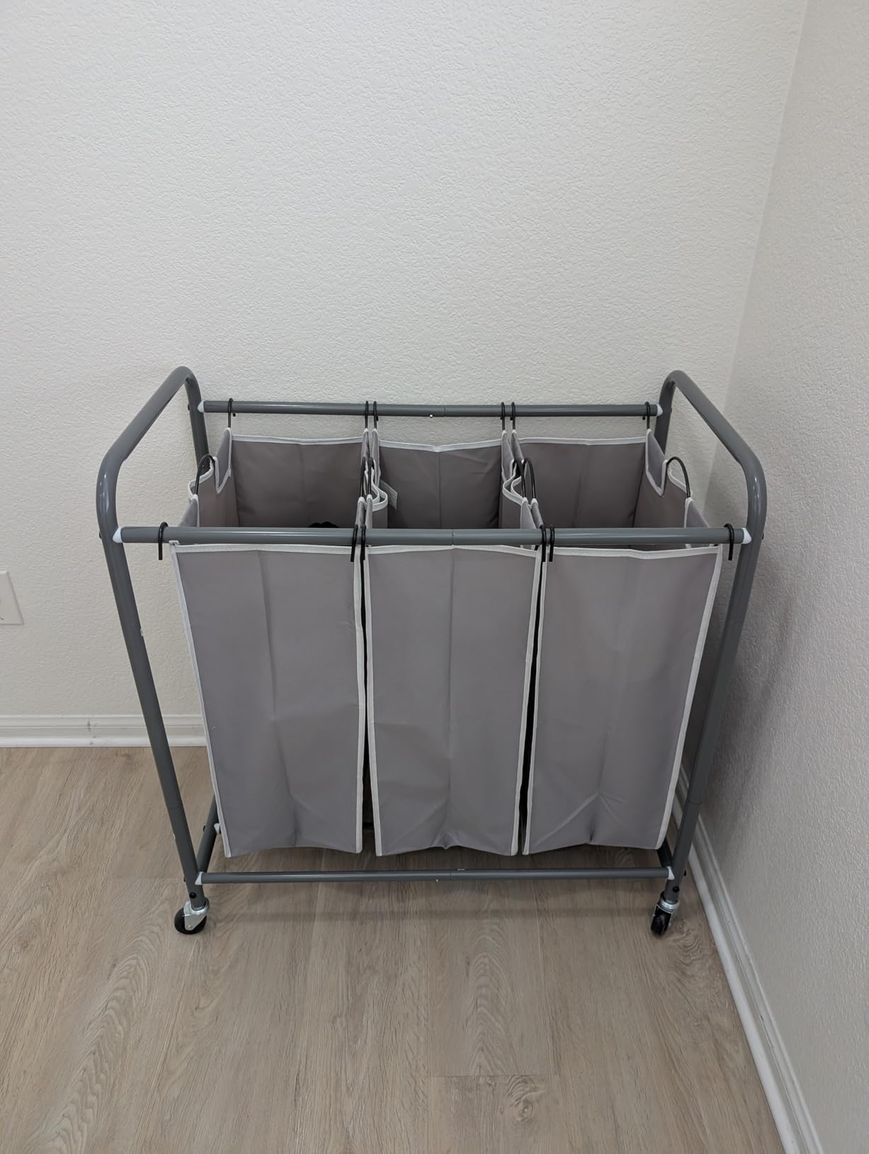 STORAGE MANIAC 3 Section Laundry Sorter, Laundry Hamper with Wheels, Gray customer photo 1