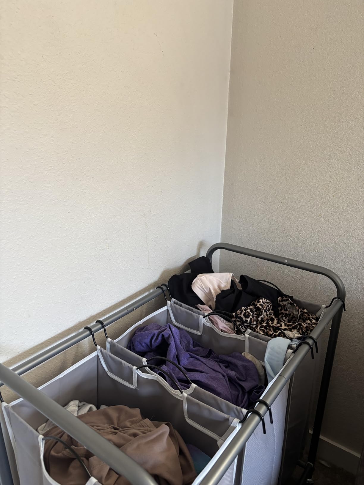 STORAGE MANIAC 3 Section Laundry Sorter, Laundry Hamper with Wheels, Gray customer photo 2