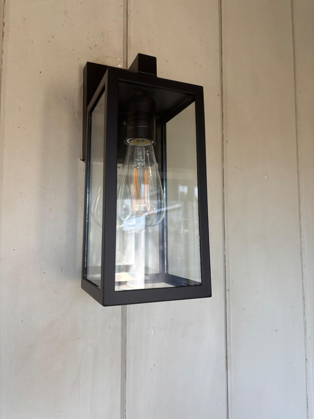 MAXvolador Outdoor Wall Light Fixture, Exterior Waterproof Wall Lantern | Porch Wall Sconce Black, Anti-Rust, E26 Socket, Clear Glass, Outside Wall Mount Light, Front Door Lighting for Patio Garage customer photo 2