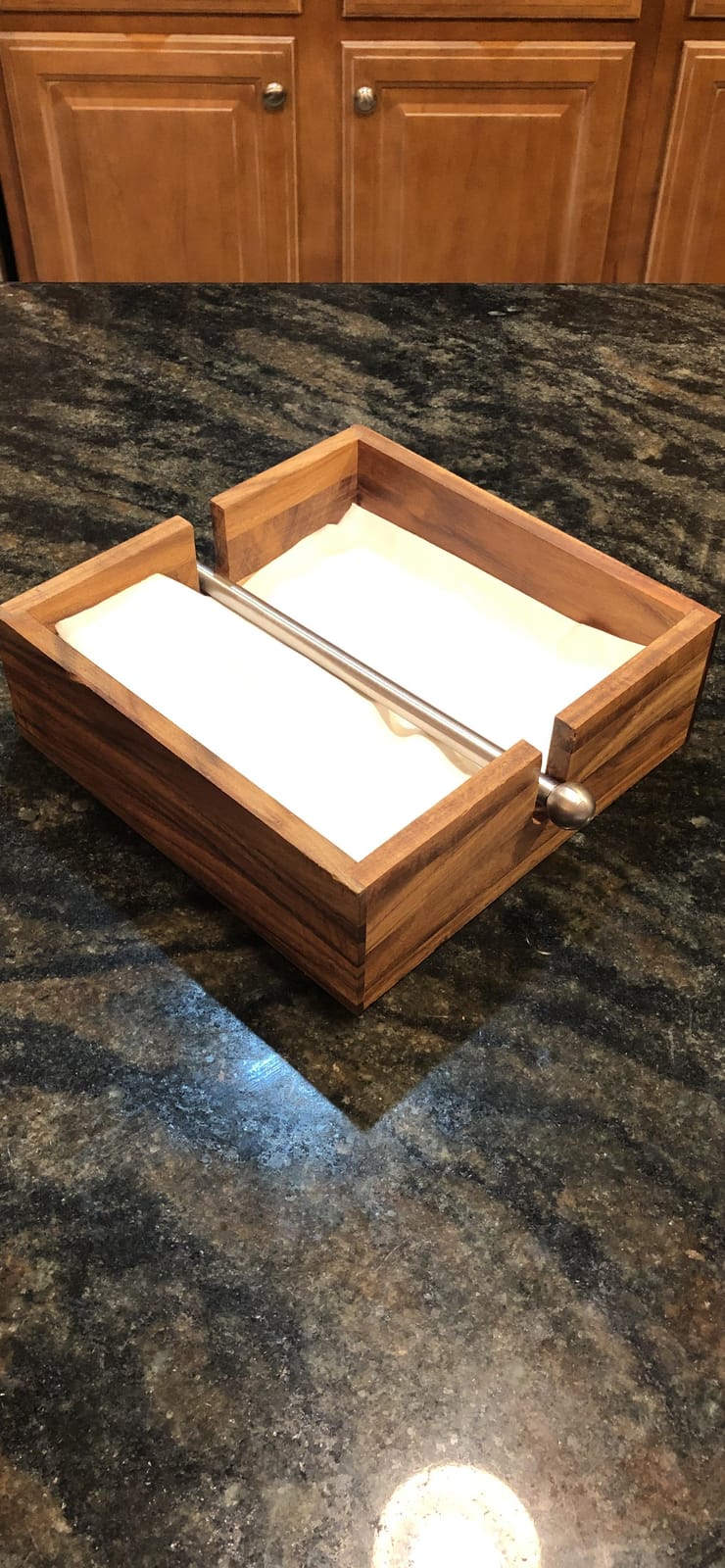 Ironwood Gourmet 28982 Acacia Wood Napkin Holder with Weighted Stainless Steel Center Bar, 6.25-Inches, Brown customer photo 2