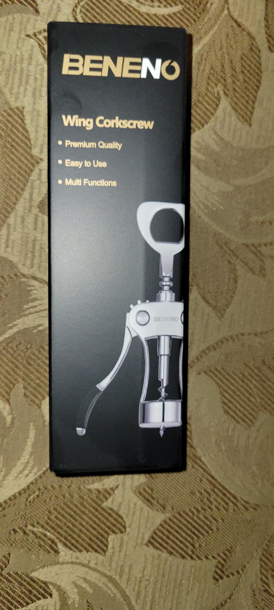 Beneno Wine Opener, Premium Wing Corkscrew Wine Bottle Opener, Silver customer photo 1