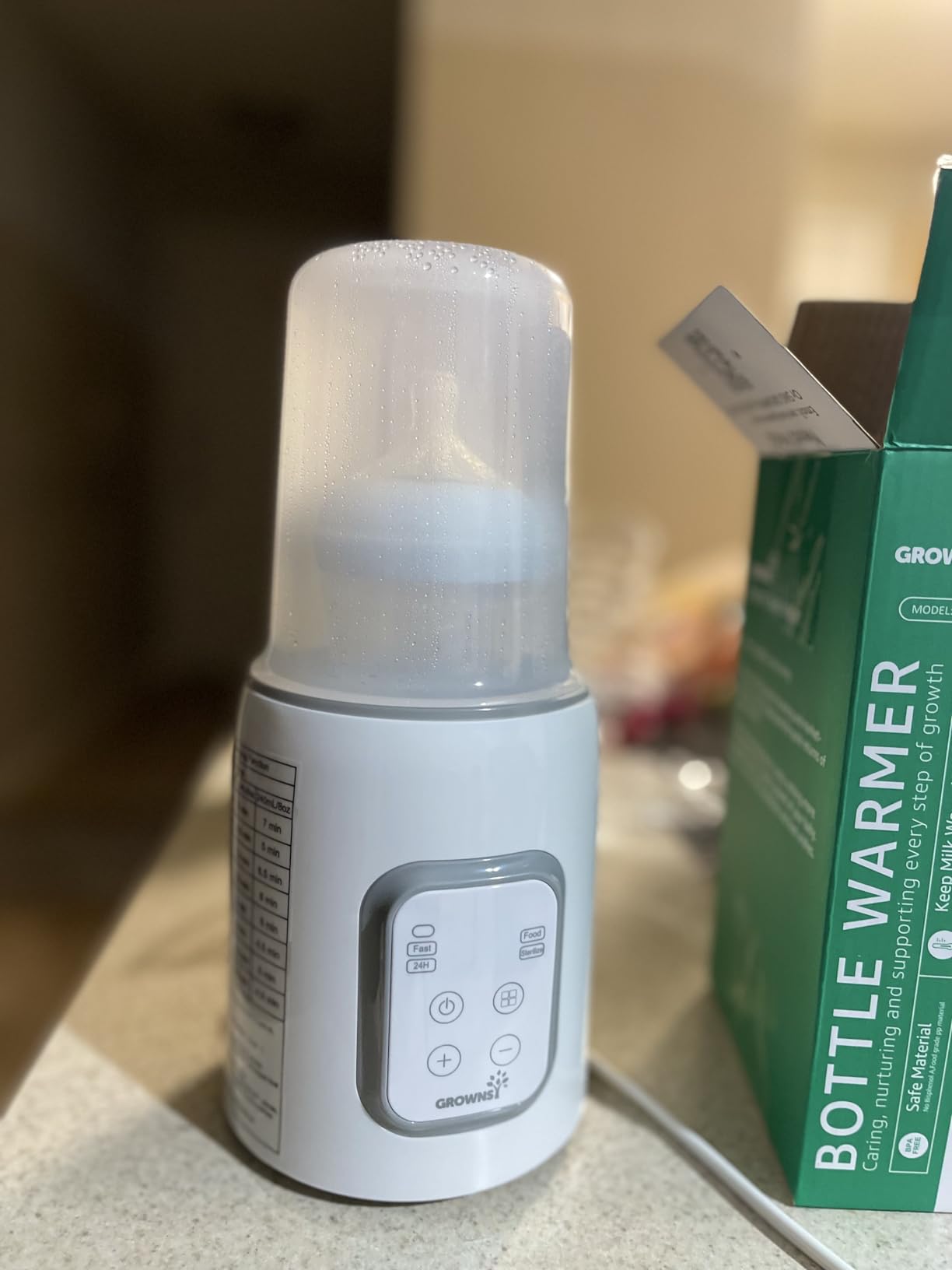 Grownsy 8-in-1 OG Fast Bottle Warmer with Timer, Gray | Fast & Even Heating, Nutri-Preserve, Safe Material, Precise Temp, Easy Operation, Multi-Use Bottle Warmer for All Feed Stages customer photo 1