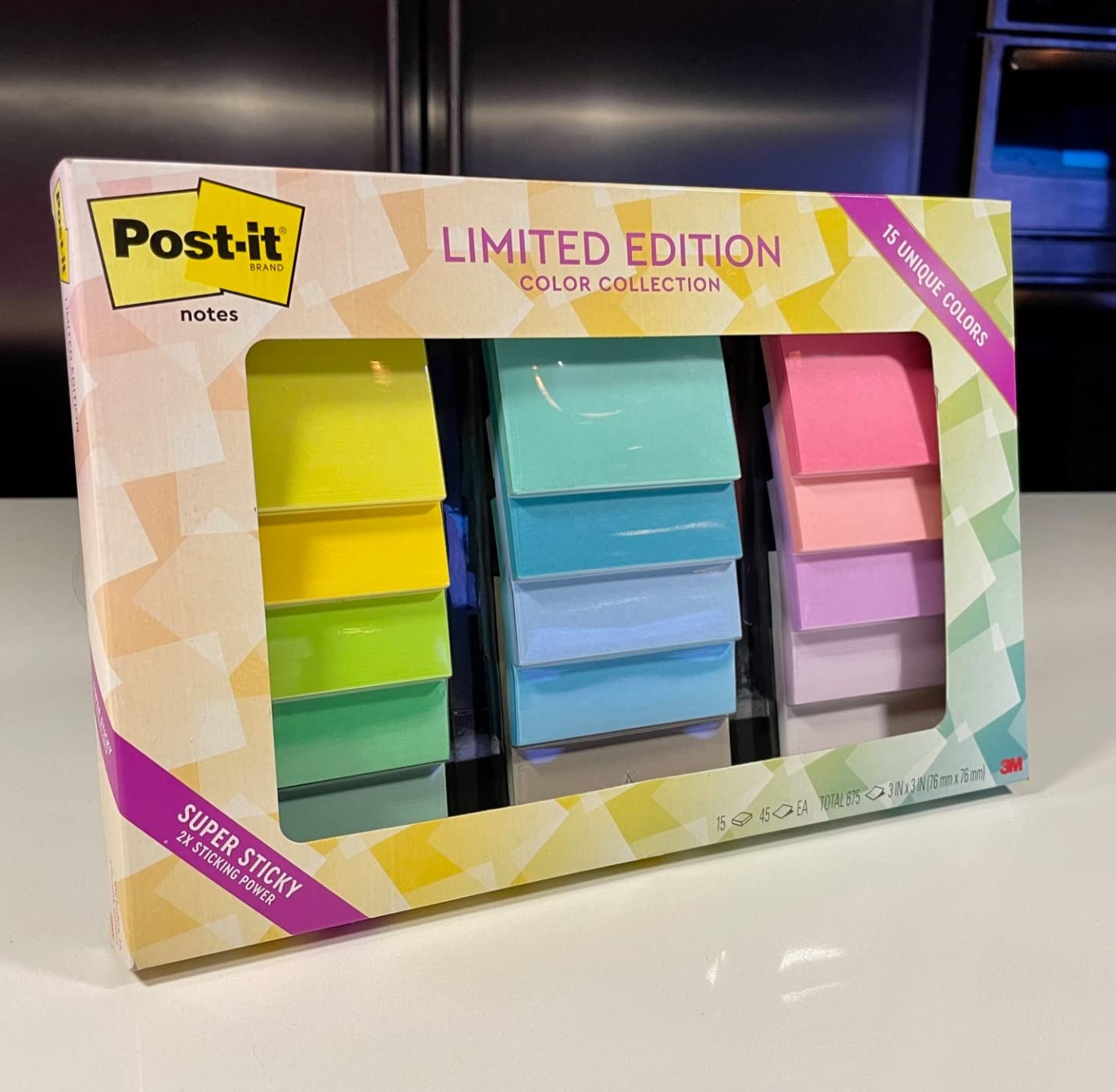 Post-it Super Sticky Notes, 3 x 3 in, Assorted Brights, 15 Pads customer photo 2