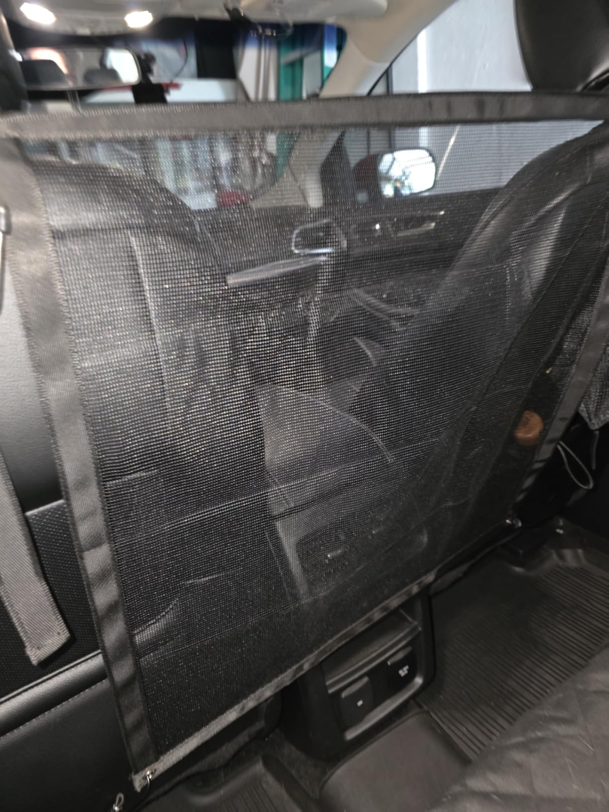 Dog Car Net Barrier - Universal Fit Sturdy Mesh, Easy to Install, Convenient for Air Conditioning, Easy to Clean & with Flexible Bungee Cords for Seat Movement customer photo 1