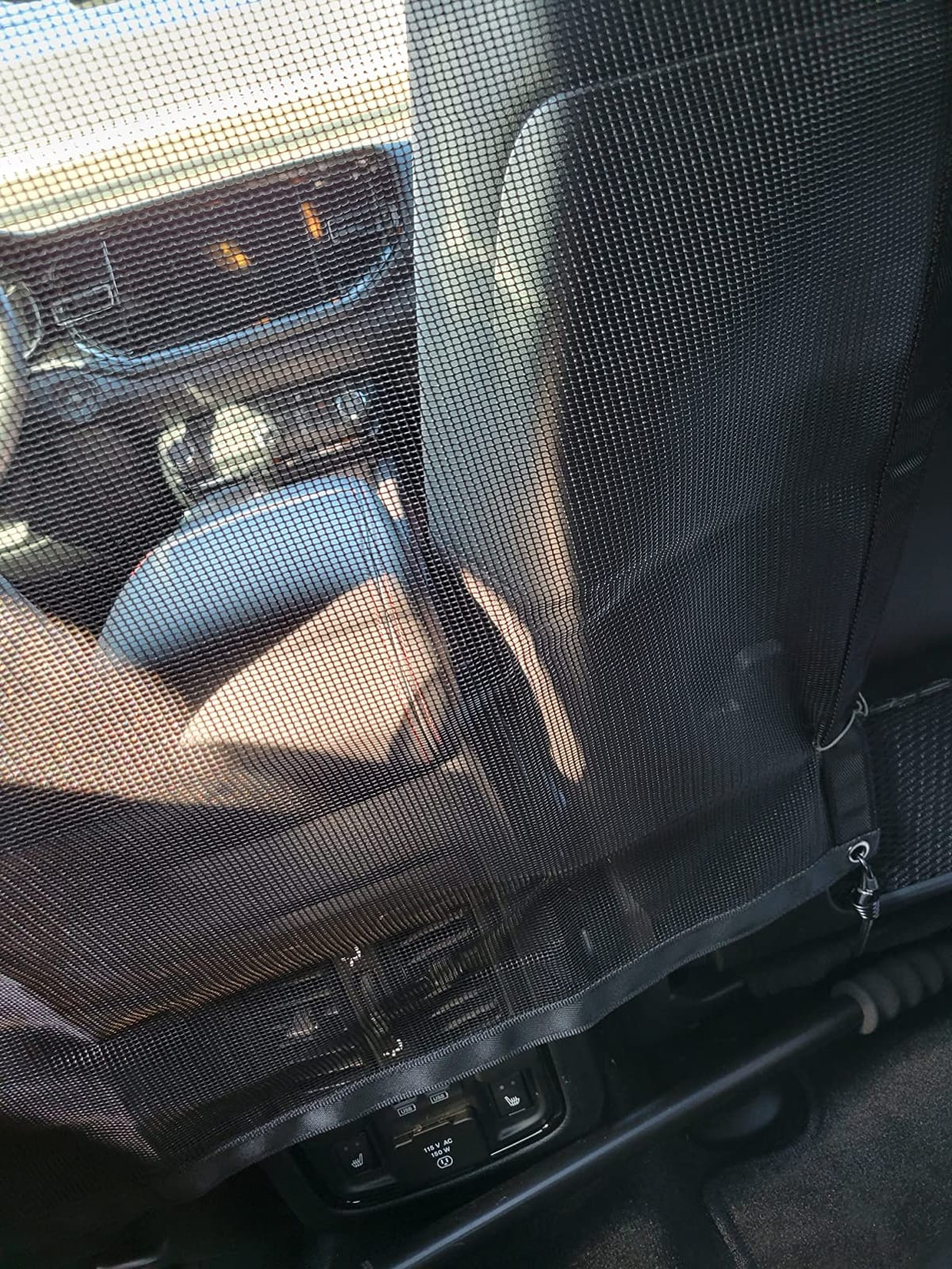 Dog Car Net Barrier - Universal Fit Sturdy Mesh, Easy to Install, Convenient for Air Conditioning, Easy to Clean & with Flexible Bungee Cords for Seat Movement customer photo 2