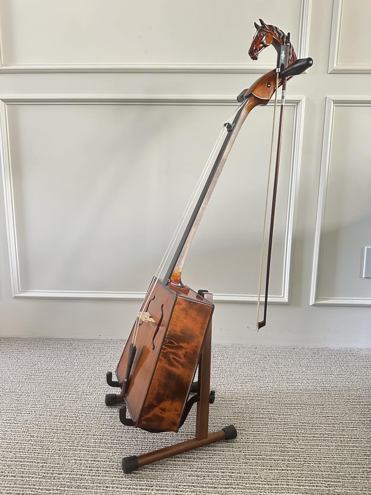 Donner Wood Guitar Stand, Acoustic Electric Wooden Guitar Floor Stand, A Frame Folding Guitar Holder Adjustable for Bass, Cello, Mandolin, Banjo, Ukulele customer photo 1