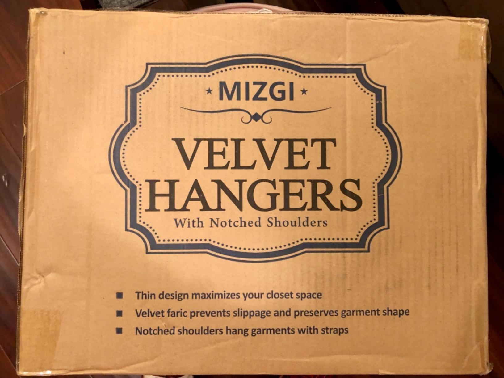 MIZGI Black Velvet Hangers 50 Pack Non Slip Heavy Duty Black Hooks customer photo 1