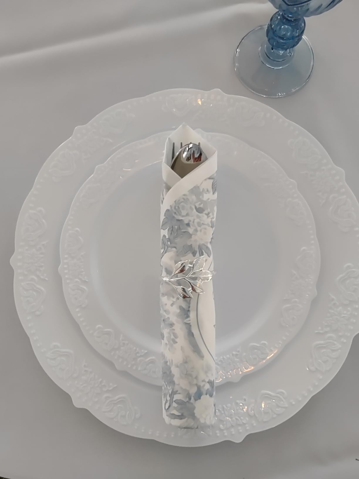 Hotop Set of 12 Fall Leaf Napkin Ring Silver Metal Holders for Table Decor customer photo 2