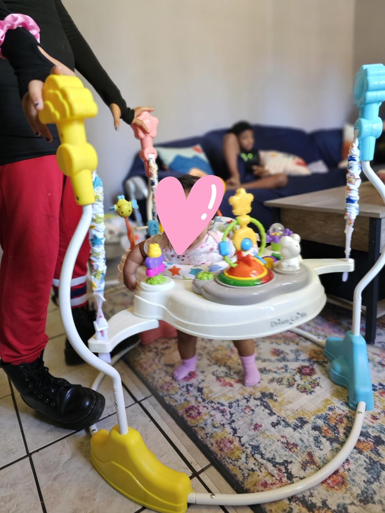Dream On Me 2-in-1 Baby Activity Center & Bouncer Jumper, 360° Rotating Seat, 3-Height Adjustable, 12 Melodies with Lights & Interactive Toys, Promotes Early Development - Star Print customer photo 2