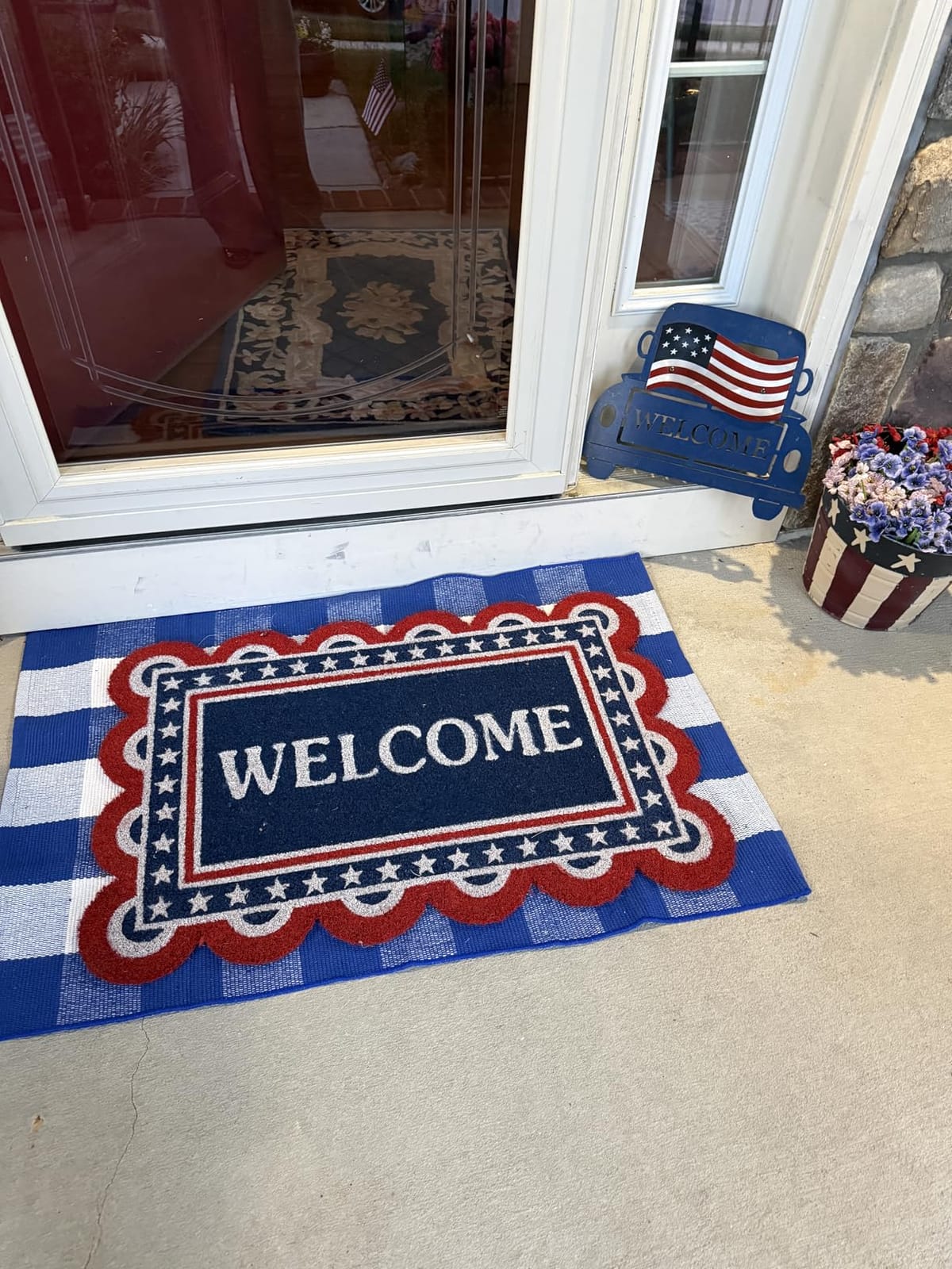 MUBIN Cotton Buffalo Plaid Rug, 27.5x43 Black and White Outdoor Rug Front Door Decorative Mat, Washable Doormat Foldable Area Rug Layered Door Mats Rug for Front Porch, Entryway, Patio customer photo 1