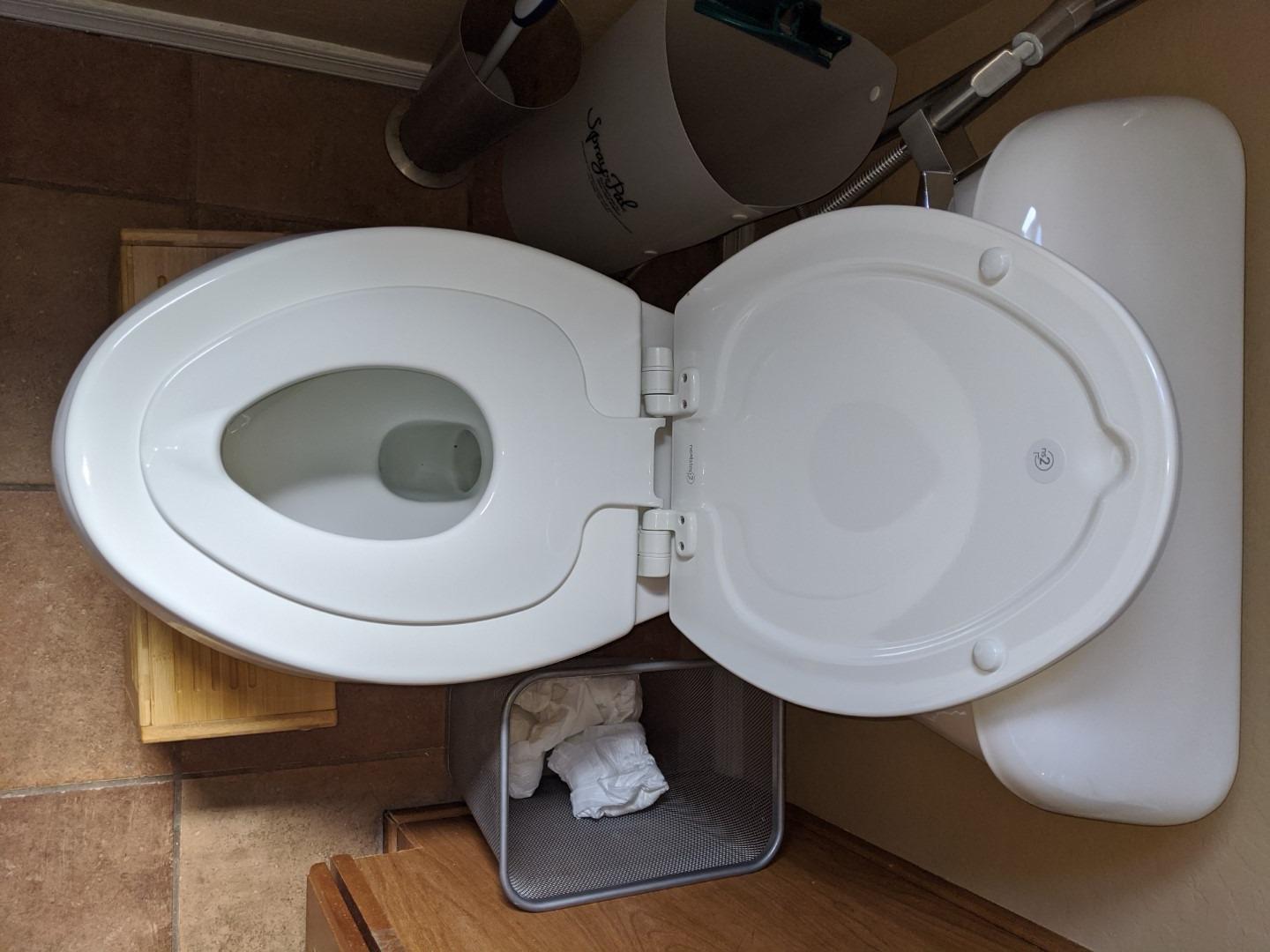 Mayfair NextStep2 Toilet Seat with Built-In Potty Training Seat, Slow-Close, Removable that will Never Loosen, Elongated, White customer photo 2