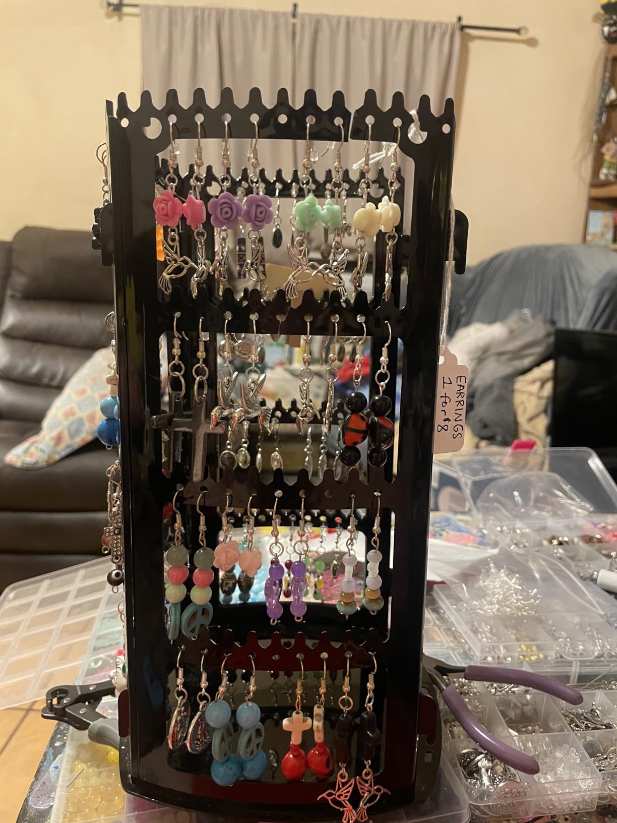 Sooyee 360 Rotating Earring Holder and Jewelry Organizer, Clear customer photo 1