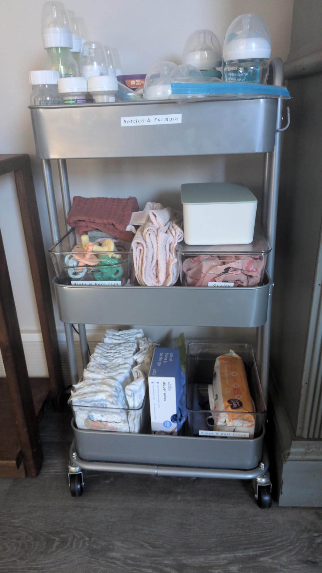 Simple Houseware 3-Tier Heavy Duty Metal Utility Rolling Cart, White customer photo 1