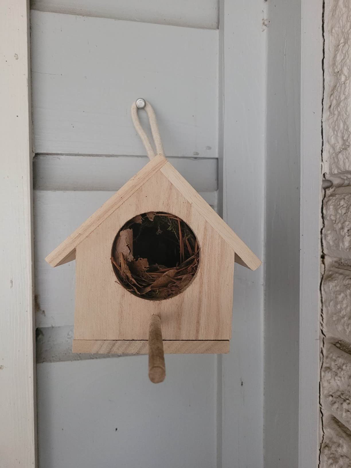 Tfwadmx Wooden Bird House, Pack of 2 Hanging Birdhouse for Outside, Wooden Nests Box Garden Patio DIY Decorative for Robin Budgie Swallow Little Sparrow Finch Throstle or Medium Size Birds customer photo 1