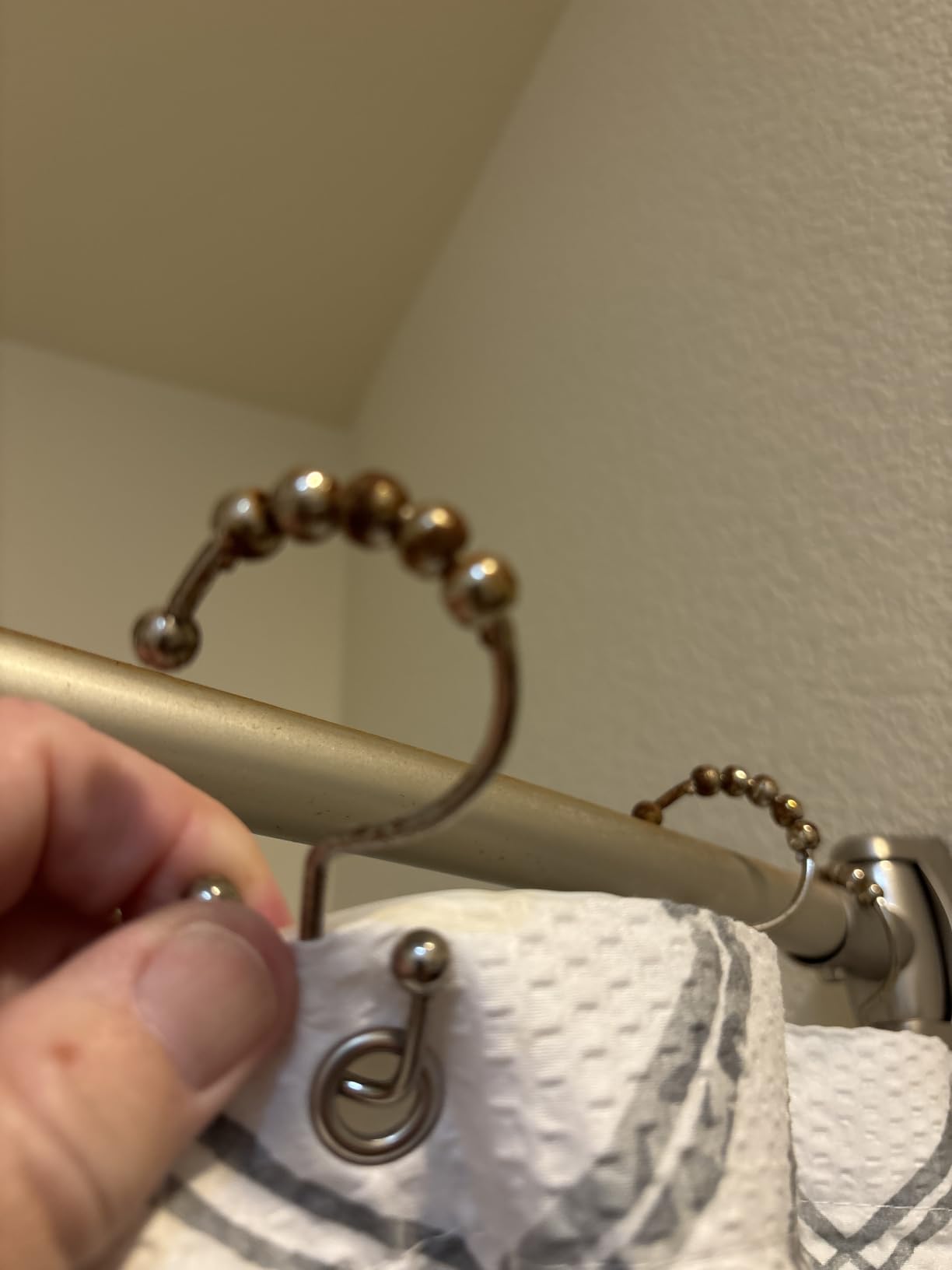 Titanker Shower Curtain Hooks Rings, Rust Resistant Metal Double Glide Shower Hooks Rings for Bathroom Shower Rods Curtains, Set of 12 Hooks - Nickel customer photo 2