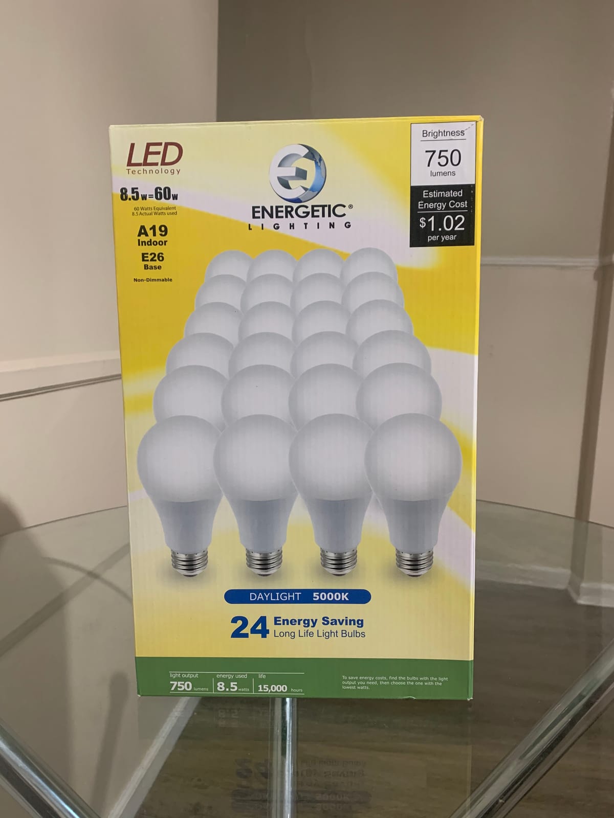 Energetic 24-Pack A19 LED Light Bulb, 60 Watt Equivalent, Daylight 5000K, E26 Medium Base, Non-Dimmable LED Light Bulb, ETL Listed customer photo 2