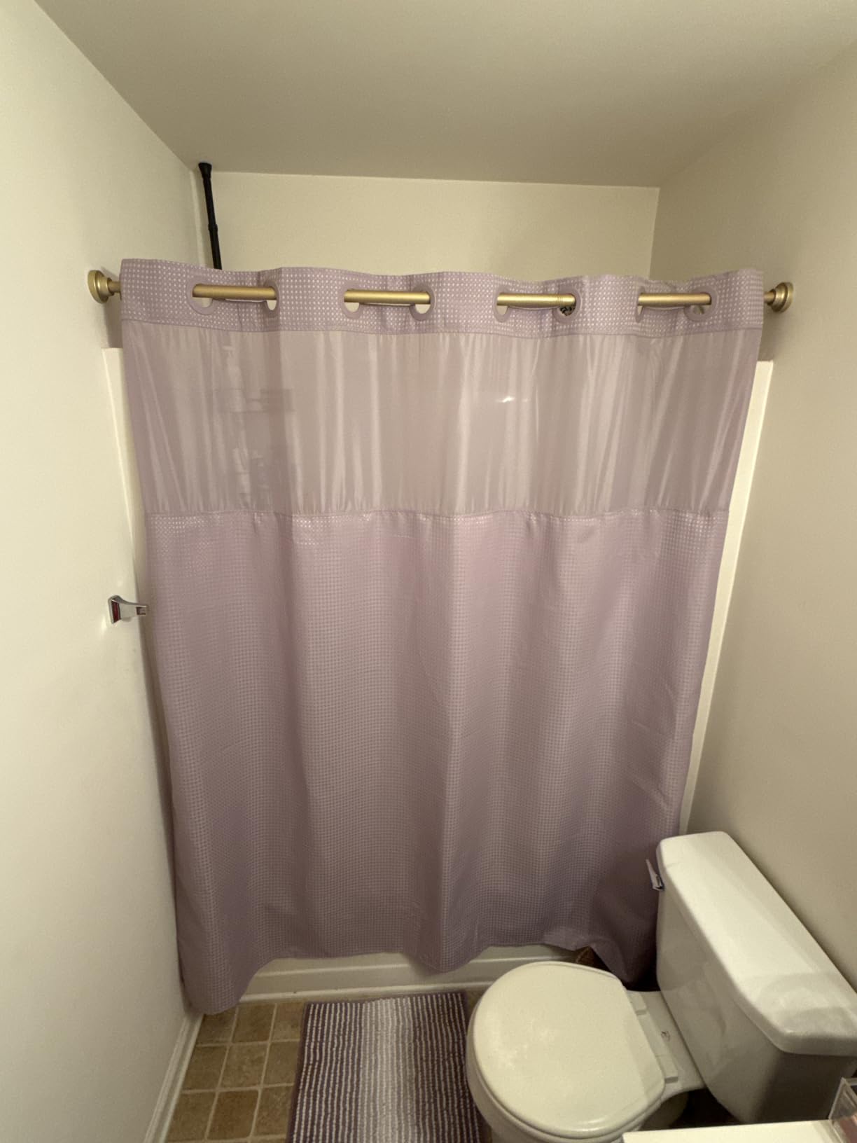 RiverDream Heavyweight Waffle No Hook Shower Curtain with Liner,White,71x74 customer photo 1